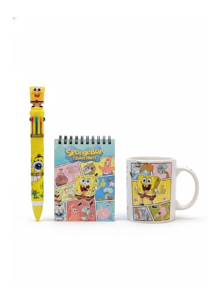 KAZUKO SpongeBob SquarePants Gift Set with Ceramic Mug, Notebook & Multi-Color Pen – Cartoon Character Stationery Set - Image 2